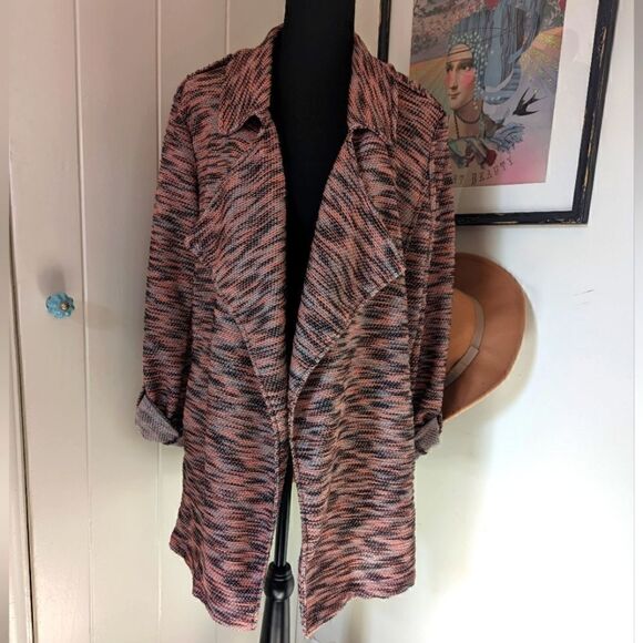 Bagatelle Tweed Draped Jacket L Lagenlook Rebel Punk Coastal Cowgirl Preppy - Picture 3 of 12